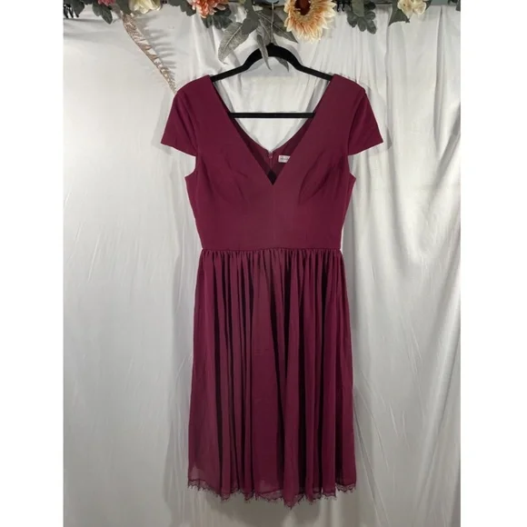 corey chiffon fit and flare dress Dress the Population Corey Dress - Green